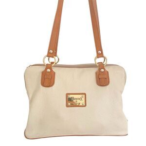 Valentina Cream Soft Pebbled Leather Shoulder Bag.